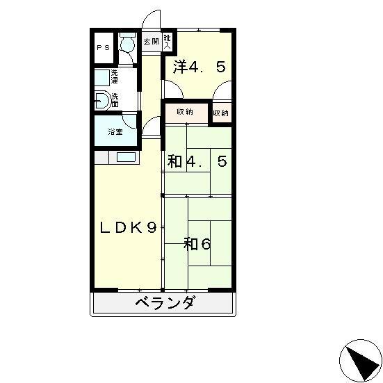 エスポワール伊勢(3DK/3階)の間取り写真