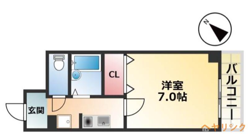 ジュネス庄内緑地(1K/2階)の間取り写真
