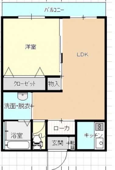フレシール若草(1LDK/5階)の間取り写真