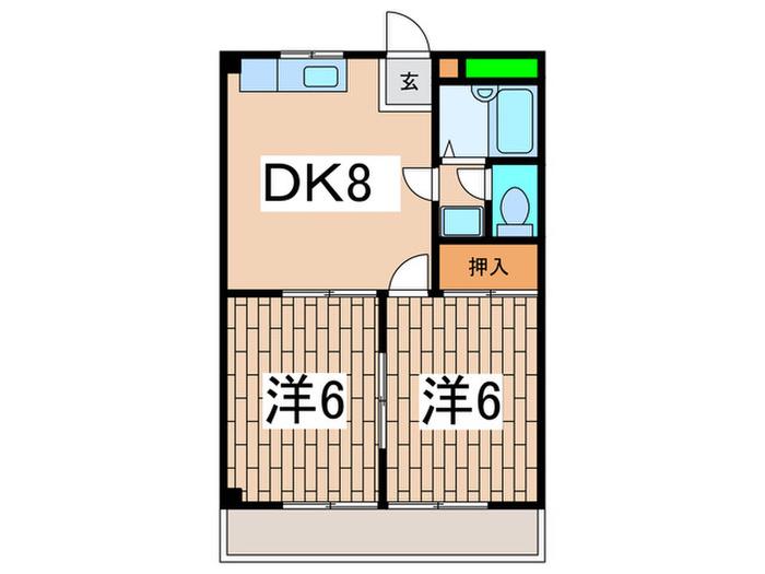メゾン中白根(2DK/1階)の間取り写真