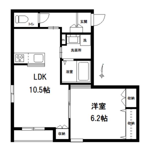 レイワールレジデンス(1LDK/1階)の間取り写真
