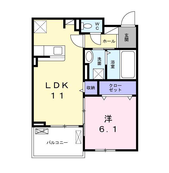 グランクレスタII(1LDK/3階)の間取り写真