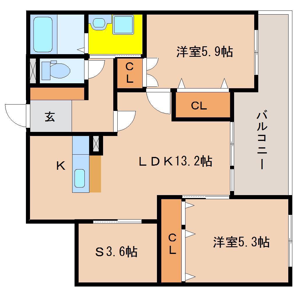 アルテマイスター和知川原(2SLDK/4階)の間取り写真