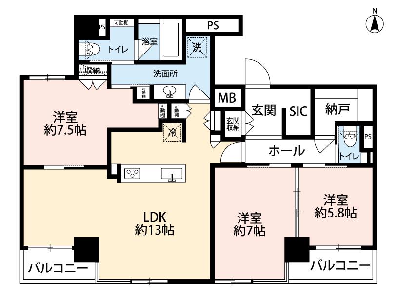 四谷曙橋ビル(3SLDK/4階)の間取り写真