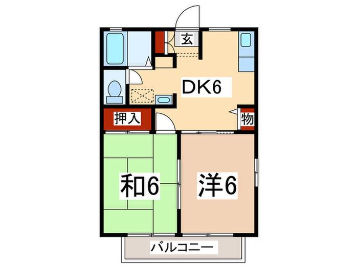 K9ハイツ(2DK/1階)の間取り写真