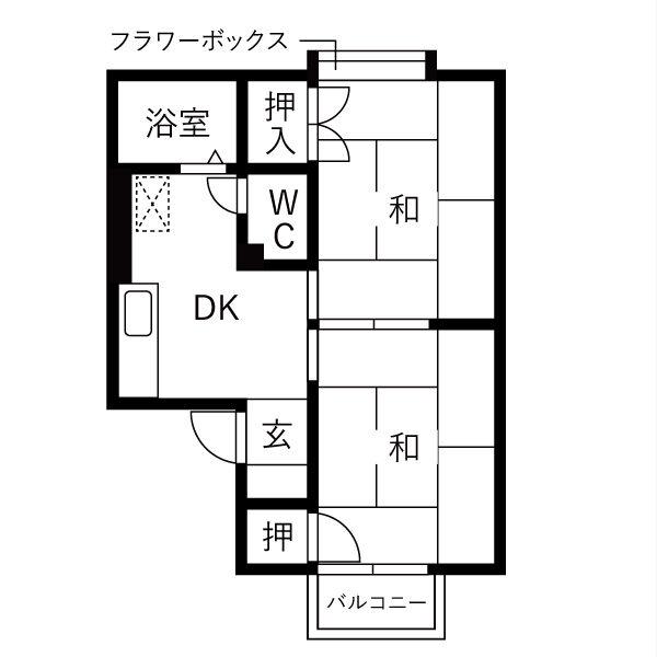 ファミール鈴木(2DK/2階)の間取り写真
