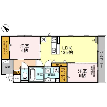 ラ プロスペリータ(2LDK/1階)の間取り写真