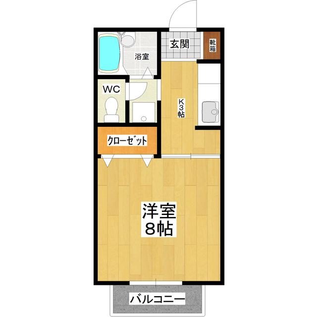 サンブライト(1K/2階)の間取り写真