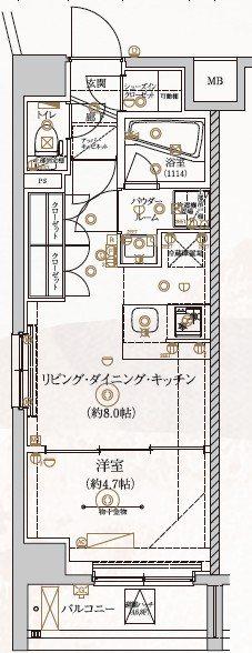 ヴォーガコルテ東府中アジールコート(1LDK/4階)の間取り写真