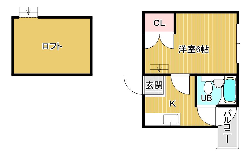ツインコーポ公園南B棟(1K/4階)の間取り写真