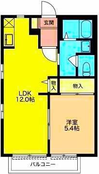 リバーサイド柿田川(1LDK/1階)の間取り写真