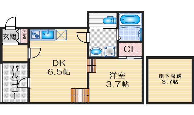 フラワーコーポ(1SDK/1階)の間取り写真