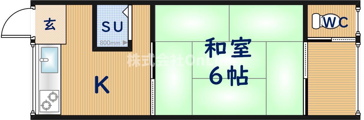 小阪文化(1K/2階)の間取り写真