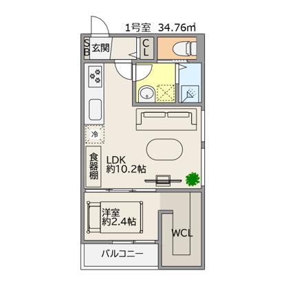TRIOVE JR久留米アクシス(1LDK/2階)の間取り写真