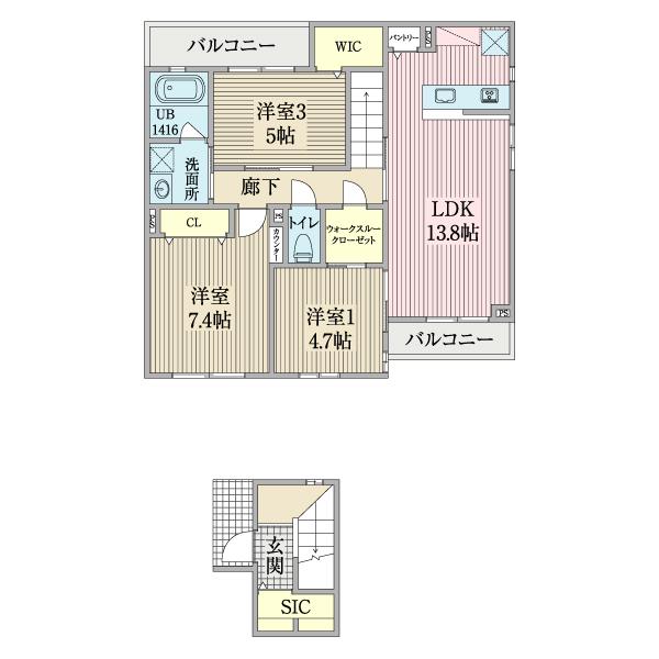 パルティーレ(3LDK/1階)の間取り写真