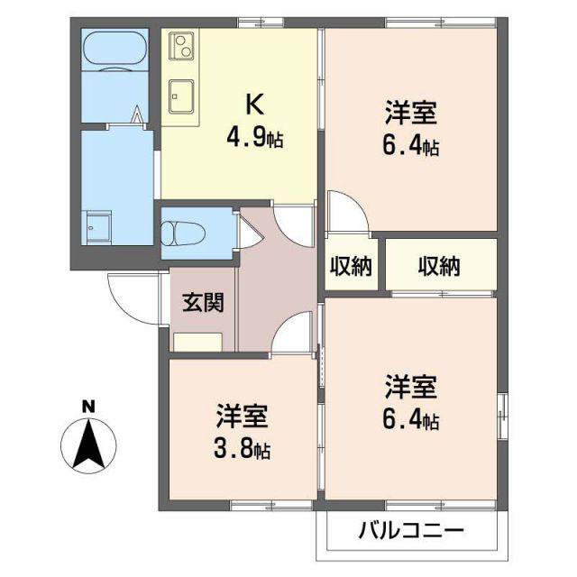 スリーゼIオブラ C(3K/2階)の間取り写真