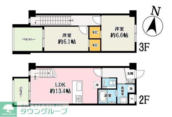 JR京浜東北線 大宮駅(埼玉) 徒歩35分 3階建 築3年(2LDK/3階)の間取り写真