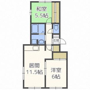 西町コート(2LDK/1階)の間取り写真