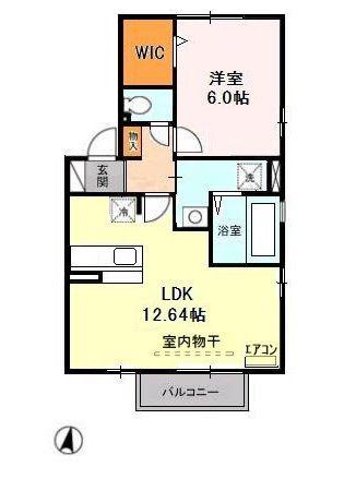ボナンザストリーム(1LDK/2階)の間取り写真