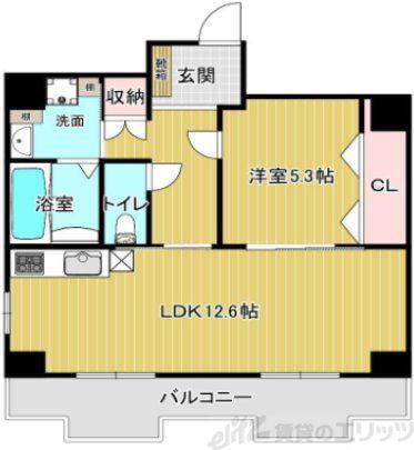 ISハイツ新大阪(1LDK/9階)の間取り写真