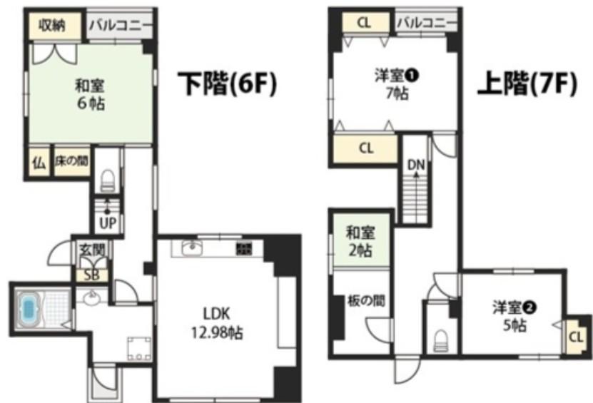 プランドールフクシマ(4LDK/6階)の間取り写真