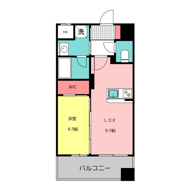 ファーメリー那珂(1LDK/9階)の間取り写真