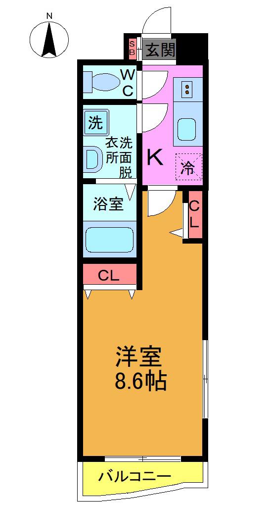 リンクスクエア船橋(1K/4階)の間取り写真