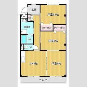 WAVE HOUSE(3DK/1階)の間取り写真