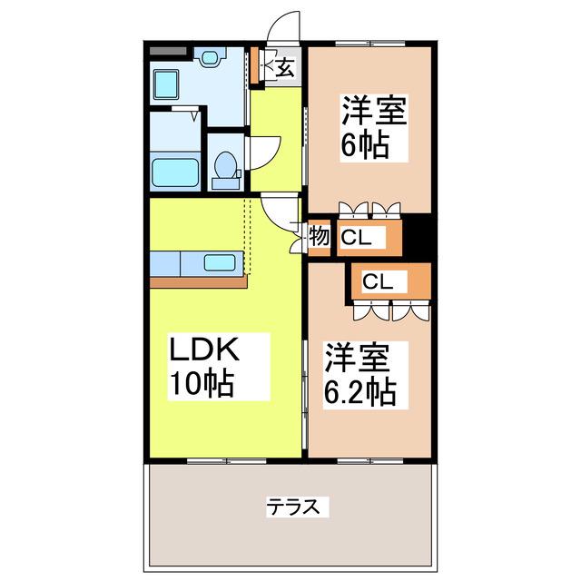 S.T SUN R(2LDK/1階)の間取り写真