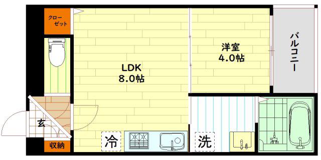 サフィールロジェ大阪城公園(1LDK/2階)の間取り写真