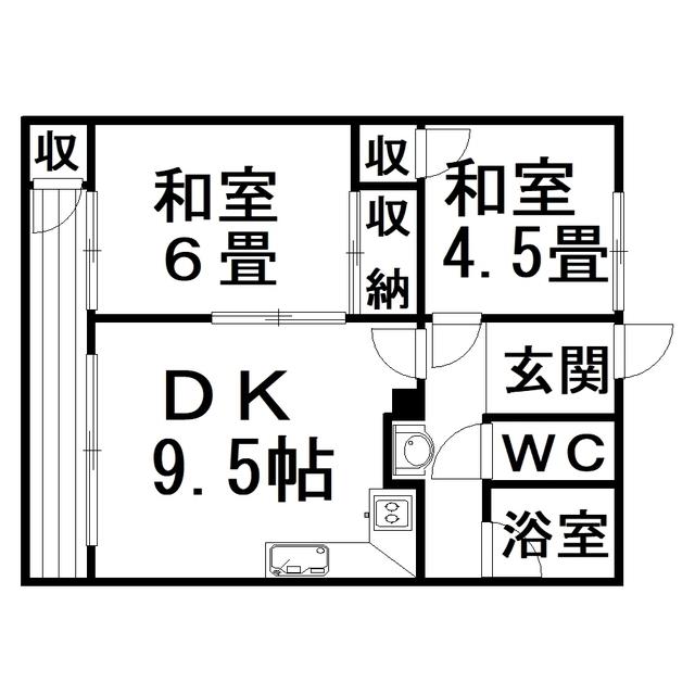 フランセマンション(2DK/2階)の間取り写真