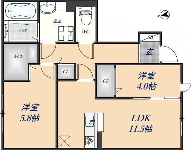 ロイヤルMAEDAII(2LDK/1階)の間取り写真