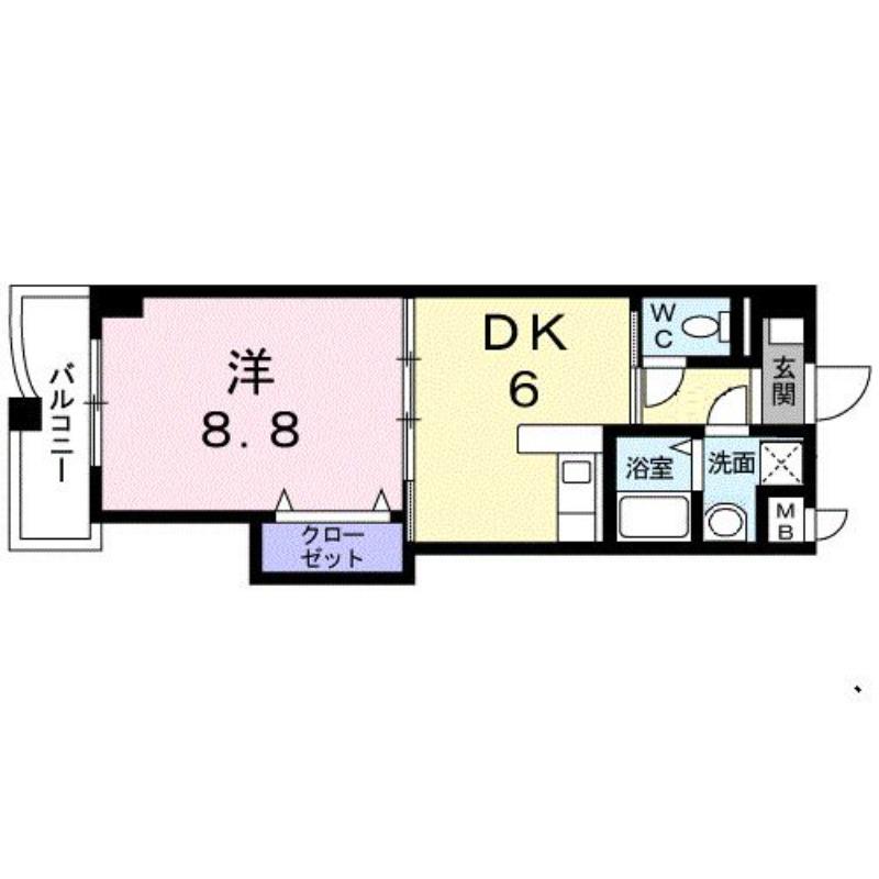 CASAFELICIA(1DK/6階)の間取り写真