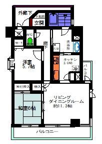 エステシオン大森(2LDK/12階)の間取り写真