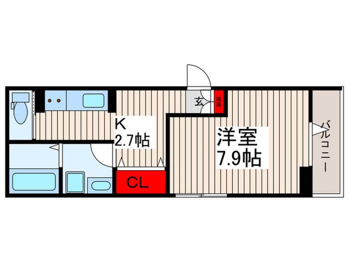 エクセリア南花畑I(1K/2階)の間取り写真