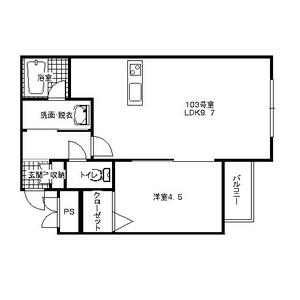 ドリホ麻生4丁目(1LDK/1階)の間取り写真