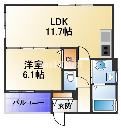 グランアイ鶴見(1LDK/1階)の間取り写真
