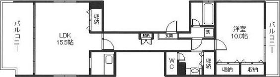 ハッピーコート栄町(1LDK/8階)の間取り写真