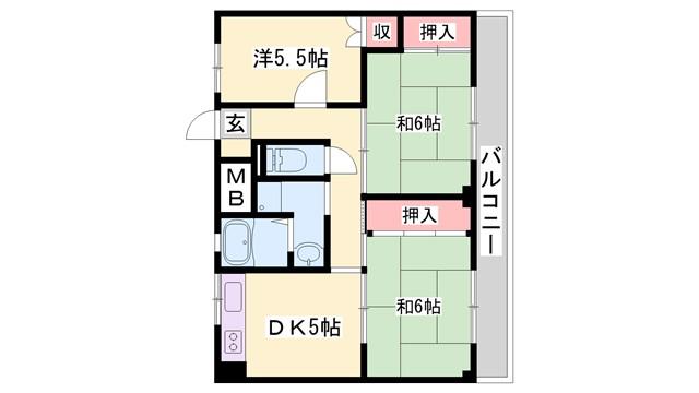 ビレッジハウス奥北野(3DK/2階)の間取り写真