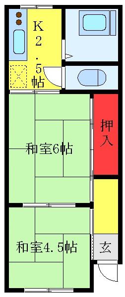 田口荘(2K/2階)の間取り写真