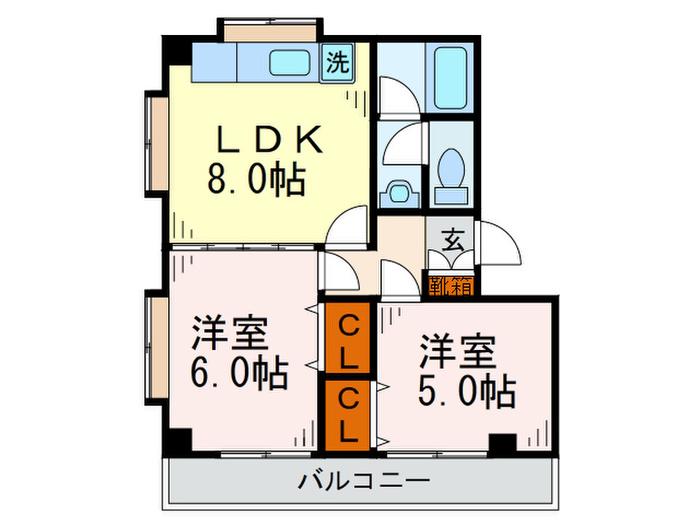 エンゼルハイム(2LDK/1階)の間取り写真