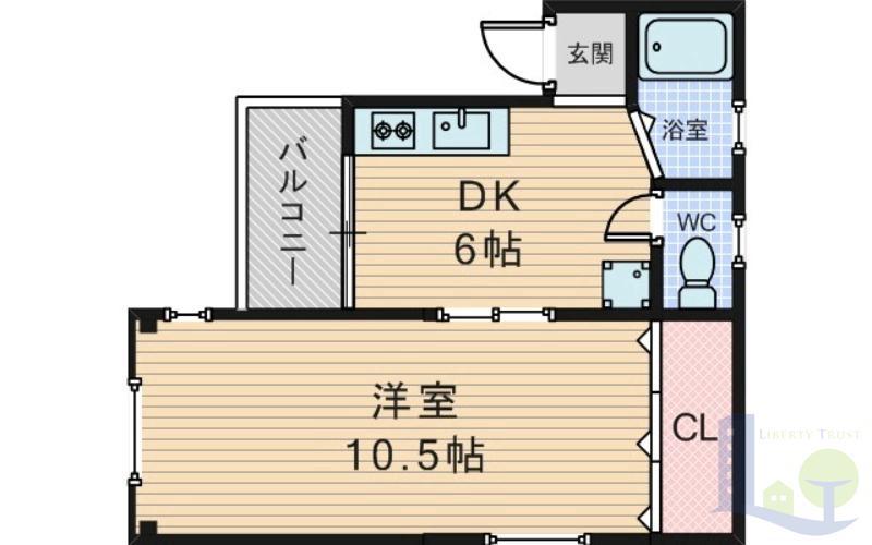 時岡マンション(1DK/2階)の間取り写真