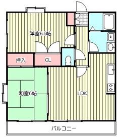 みなもとハイツ(2LDK/3階)の間取り写真