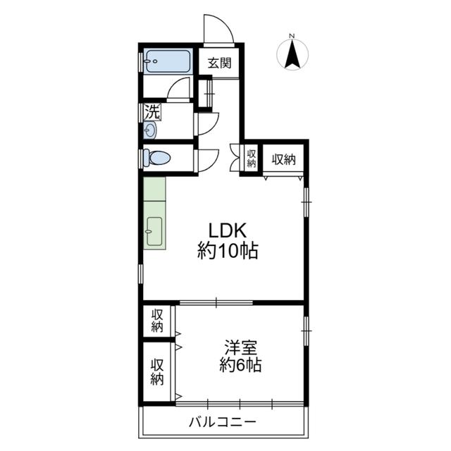 エステート池上(1LDK/3階)の間取り写真