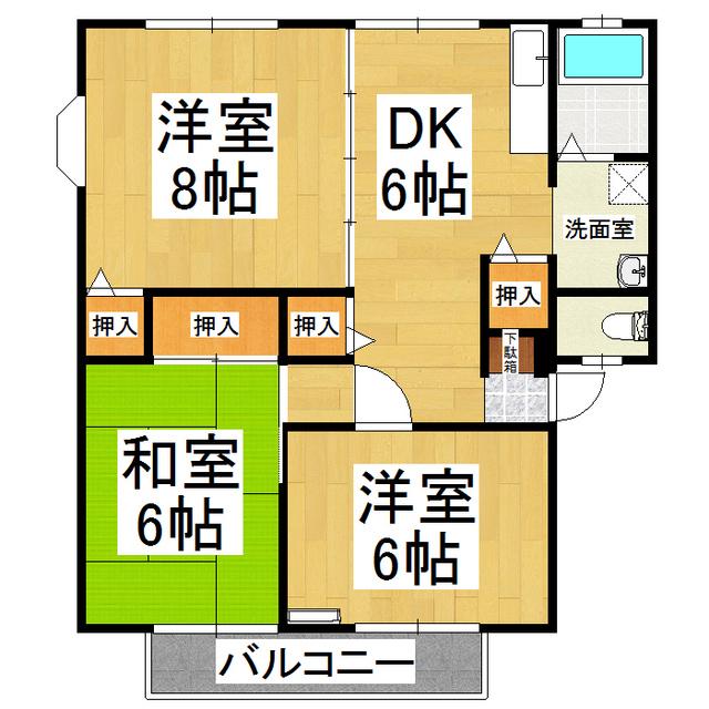 サンライフ松原(3DK/2階)の間取り写真