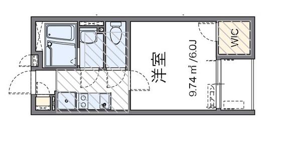 レオネクストグリーンハウス江波(1K/2階)の間取り写真