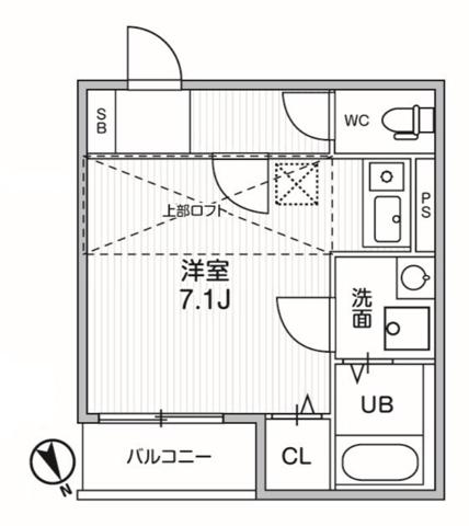 TS CUORE 調布(ワンルーム/2階)の間取り写真