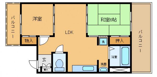 エクセルサツキ(2DK/1階)の間取り写真