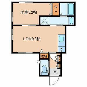 プランドールケー(1LDK/1階)の間取り写真