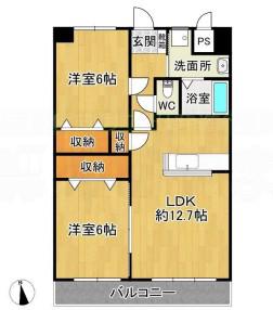 グリーンヒル櫛原(2LDK/1階)の間取り写真